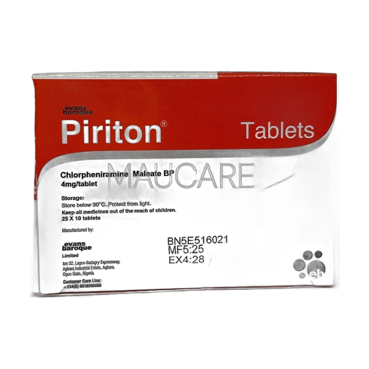 Evans Baroque Piriton Tablets 4Mg X25