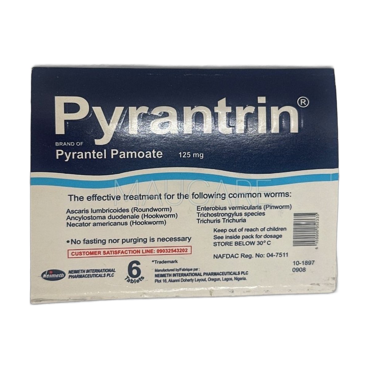 Pyrantrin Pyrantel Pamoate 125Mg